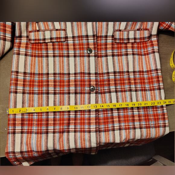 J. crew Alfie topcoat Ivory Red in Vintage Plaid Italian Wool Coat Size 14 - Picture 8 of 15